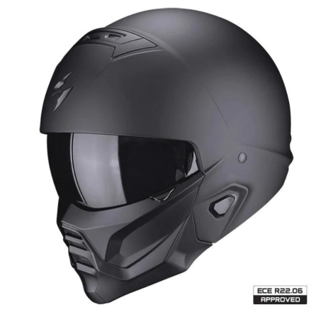 Casca moto Scorpion EXO-Combat II cu masca atasata – design street-fighter ECE 22.06