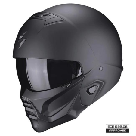 Casca moto Scorpion EXO-Combat II cu masca atasata – design street-fighter ECE 22.06