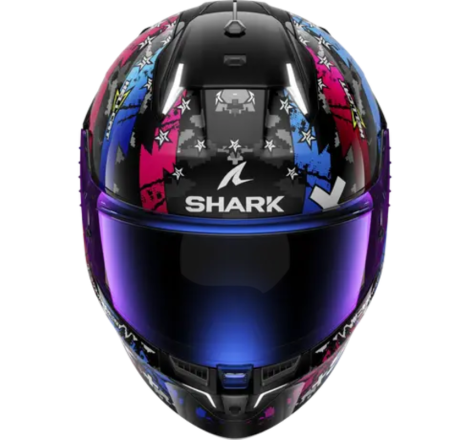 Cască Moto SHARK Skwal i3 Hellcat – Negru/Albastru Chrome, LED Frânare Active