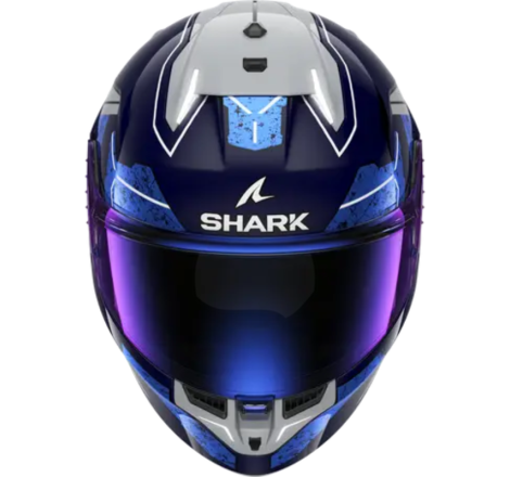 Cască Moto SHARK Skwal i3 Rhad – Blue Chrome/Silver, LED Frânare Active, ECE 22.06