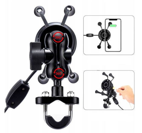 FreedConn Suport telefon pe ghidon moto cu incarcator wireless