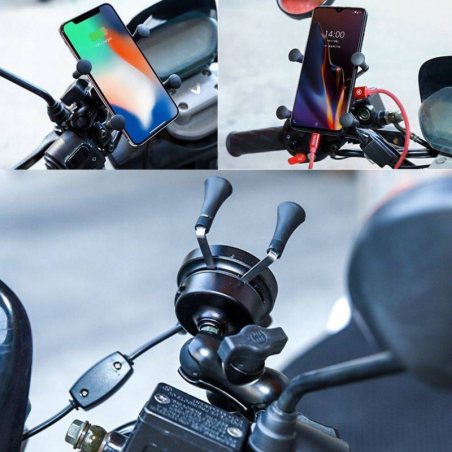 FreedConn Suport telefon pe ghidon moto cu incarcator wireless