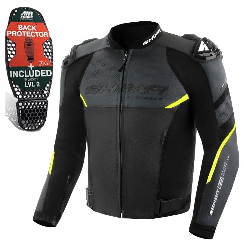 Geaca moto din piele Shima Bandit 2.0 - design negru sport