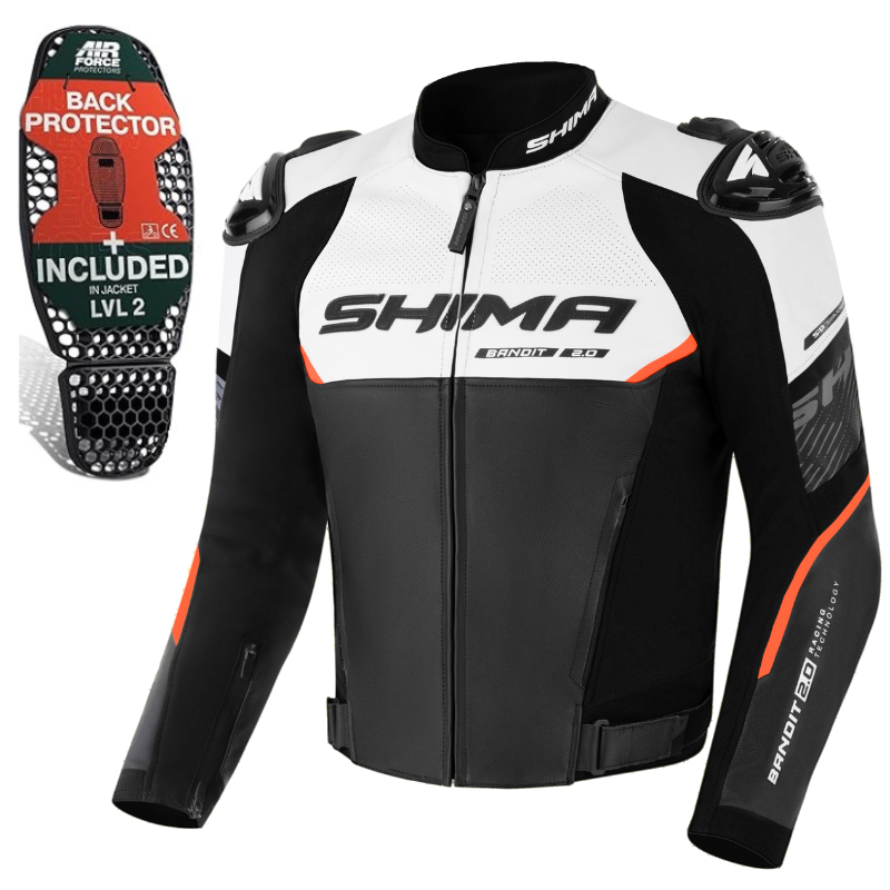 Geaca moto din piele Shima Bandit 2.0 - design negru sport