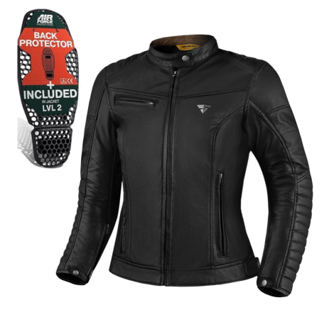 Geaca moto dama din piele Shima Winchester 2.0 neagra - stil retro