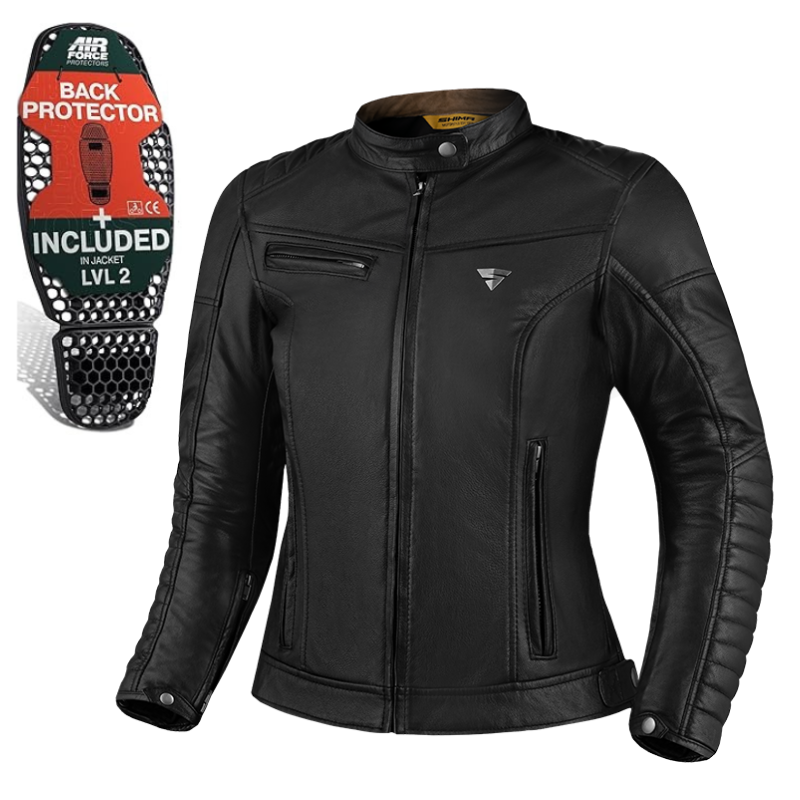 Geaca moto dama din piele Shima Winchester 2.0 neagra - stil retro