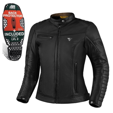 Geaca moto dama din piele Shima Winchester 2.0 neagra - stil retro