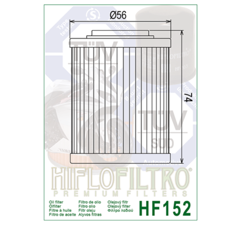 Filtru ulei Hiflofiltro HF152 | Aprilia, Borbandier, CF Moto, Can-Am | Motorbikers.ro