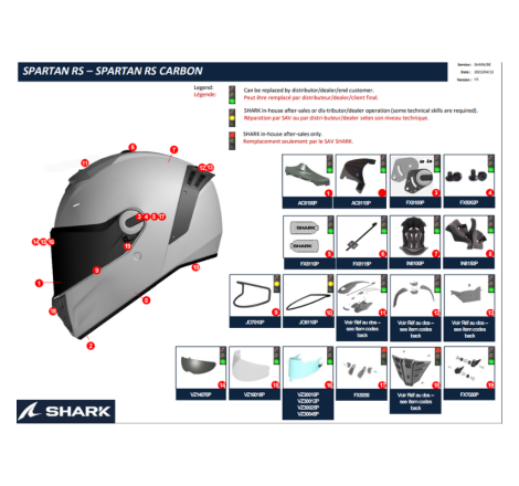 Mecanizm ochelari de soare casca moto Sharl Spartan RS FX8115PBLKTU-negru