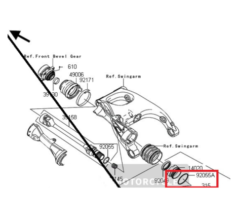 Simering "O" pentru Kawasaki GTR 1400cc la cardan-920550134