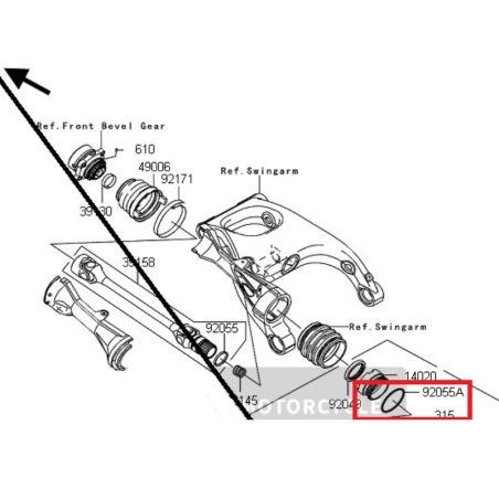 Simering "O" pentru Kawasaki GTR 1400cc la cardan-920550134