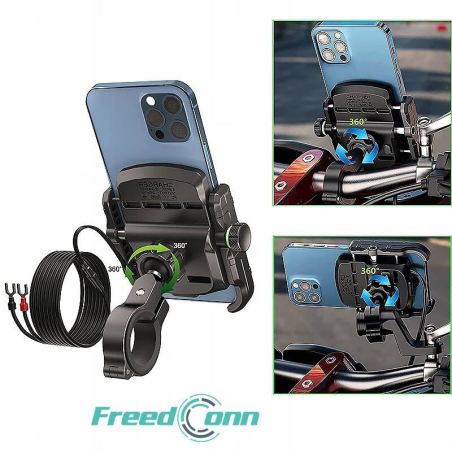 Suport pentru telefon FreedConn MC10K-V2 cu incarcator USB