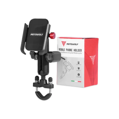 Suport Telefon Moto Motowolf cu Încărcător USB – Aluminiu, Rotire 360°