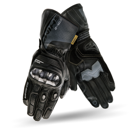 Mănuși Moto Lungi Sportive de Piele SHIMA STR 2 Carbon