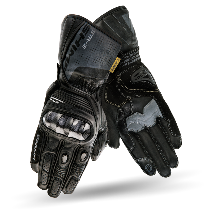 Mănuși Moto Lungi Sportive de Piele SHIMA STR 2 Carbon