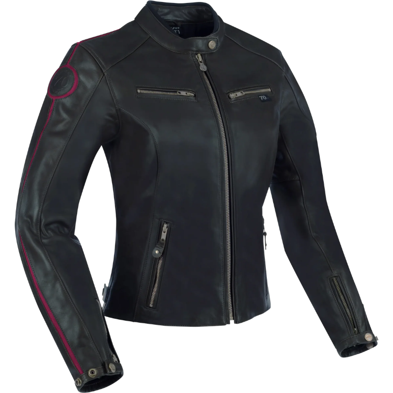 Geaca Moto Piele Dama BERING Lady DEVON Negru Bordeaux