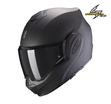 Casca moto modulara Scorpion EXO-Tech Evo negru mat – aspect integrala ECE 22.06 P/J